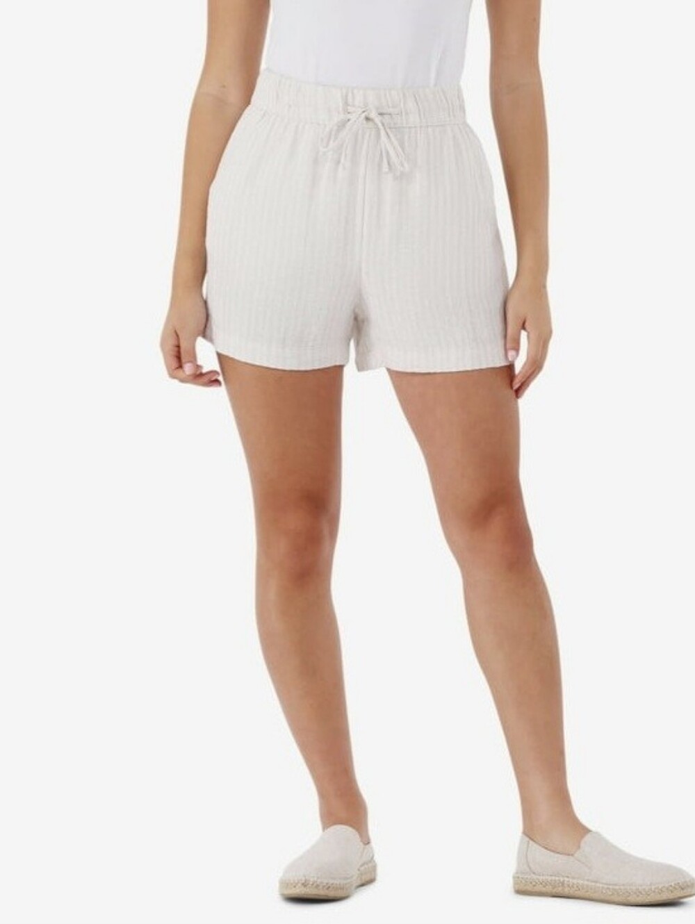 Time and Tru Beige Linen Blend Pull On Shorts Size S (4-6) NWT